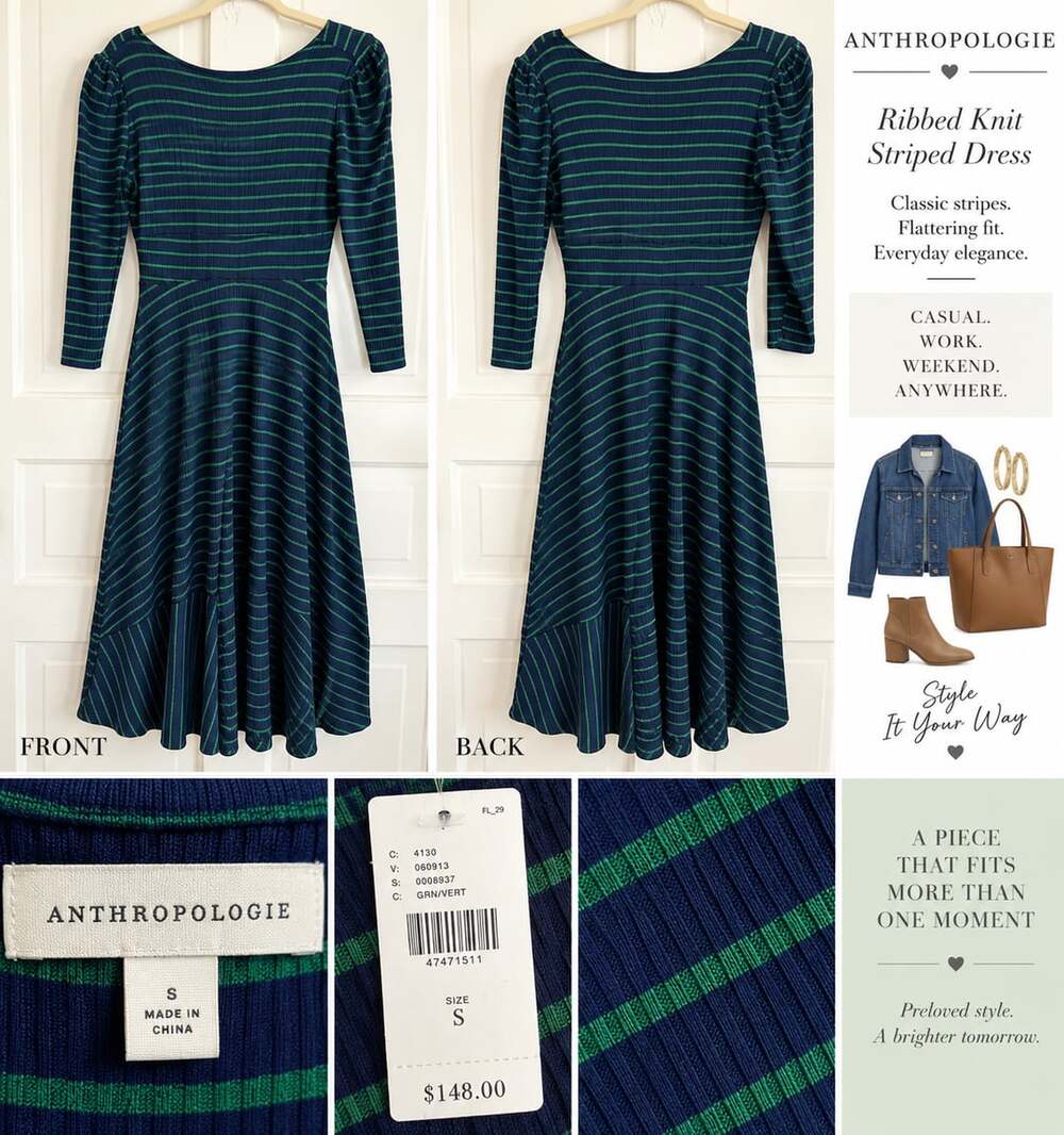 Maeve by Anthropologie Ribbed Knit Striped Dress Size S